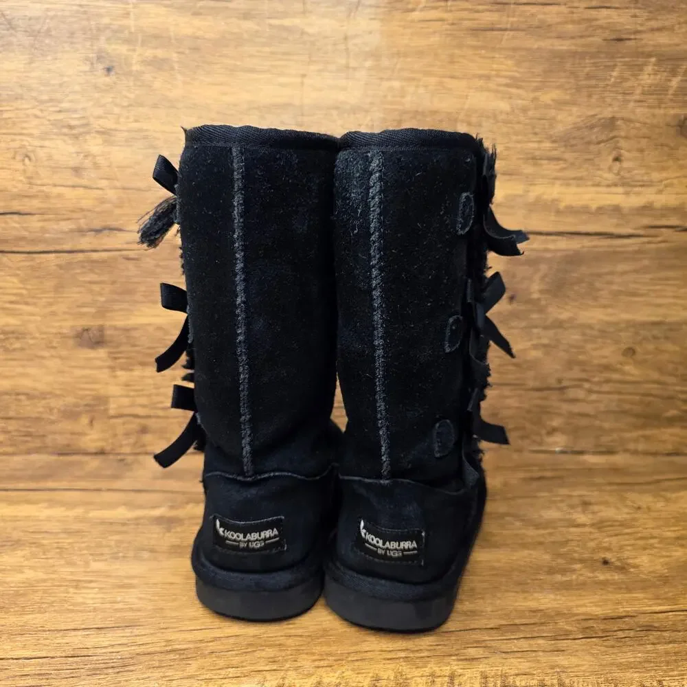 Koolaburra by UGG victoria tall black Triple Bow Suede Mid calf boots size 13